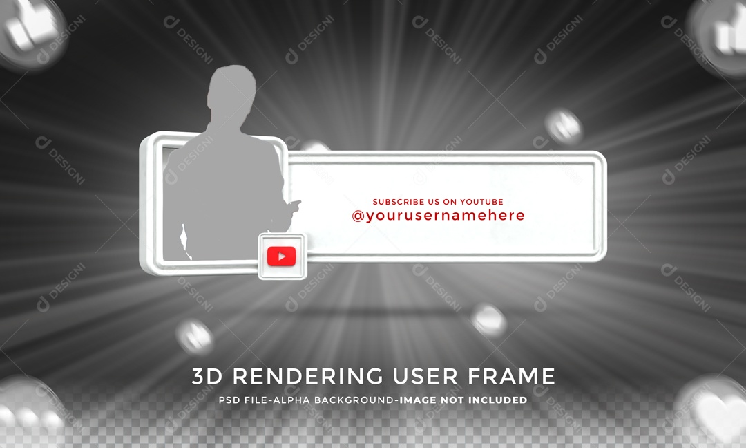 Placa De Mídias Sociais Do Youtube Em Moldura Branca Elemento 3D PSD