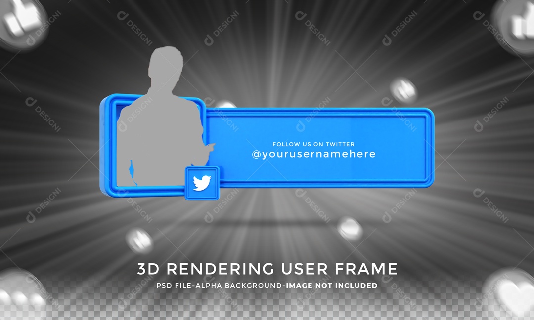 Twitter Social Media Board In Frame 3D PSD Element