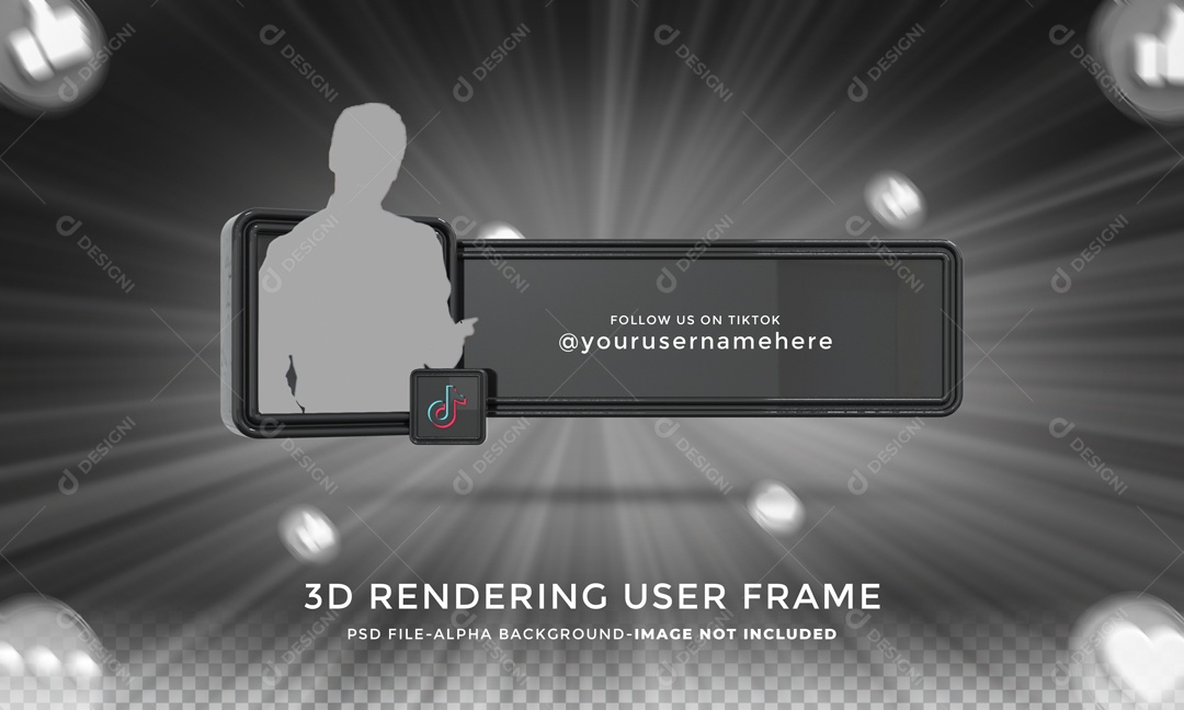Placa De Mídias Sociais Do TikTok Em Moldura Elemento 3D PSD