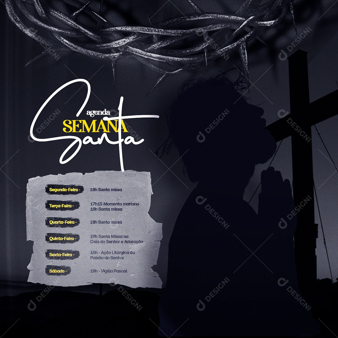 Agenda Semana Santa Páscoa Social Media PSD Editável
