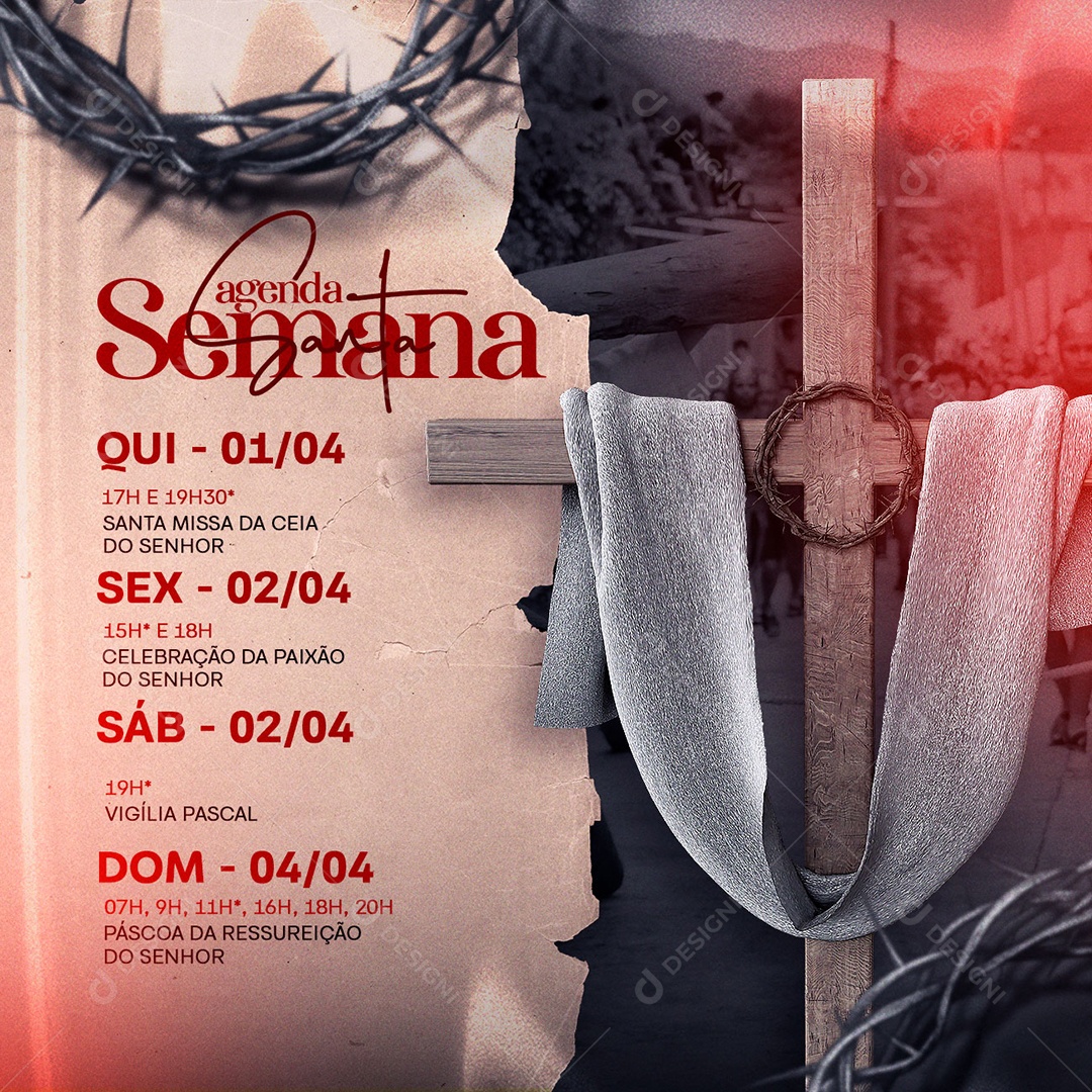 Páscoa Agenda Semana Santa Horário Social Media PSD Editável