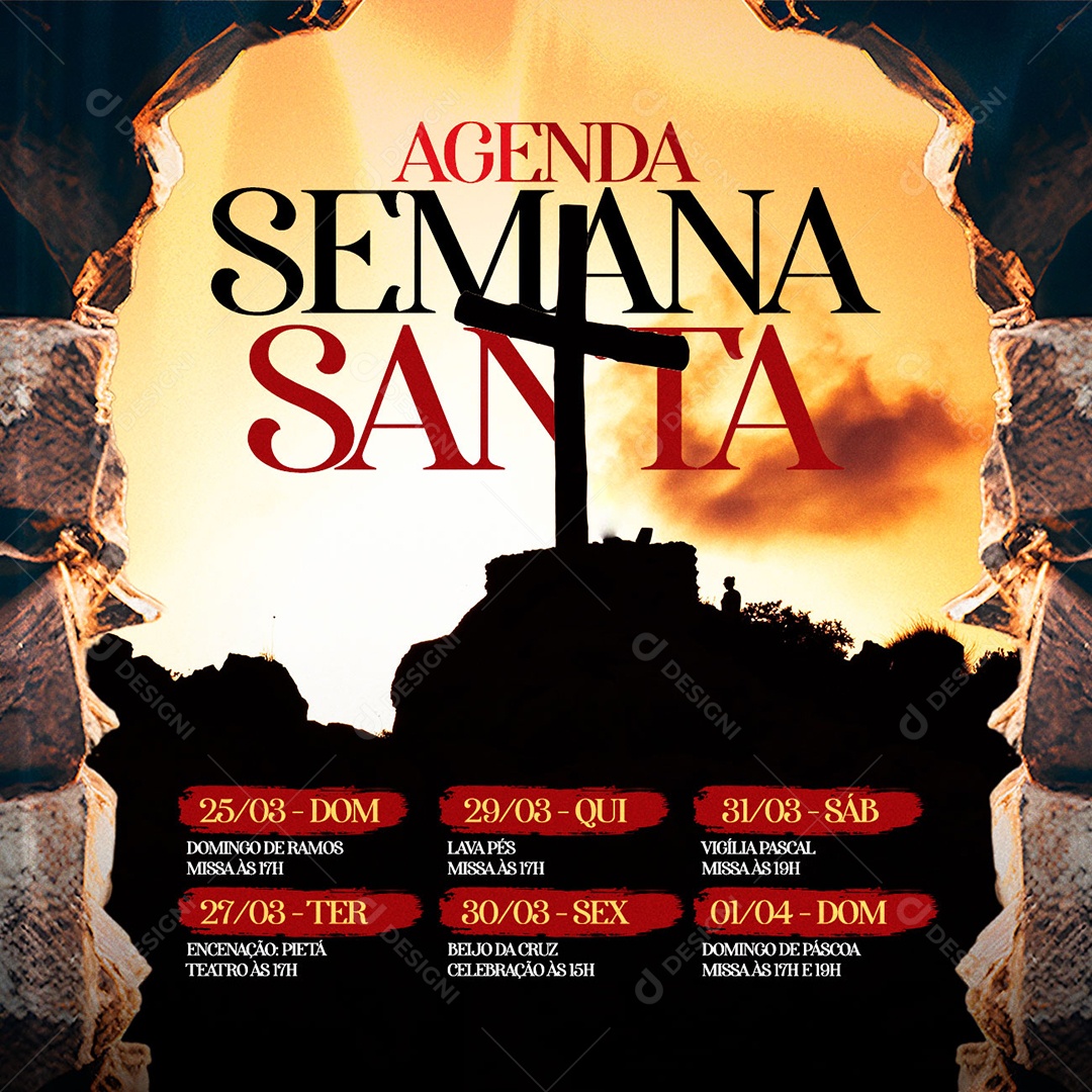 Agenda Semana Santa Páscoa Social Media PSD Editável