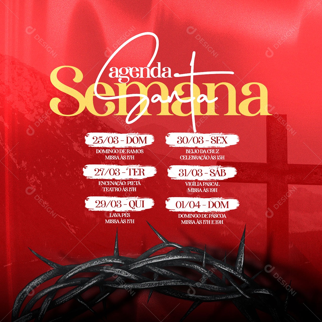 Agenda Semana Santa Horário Social Media PSD Editável