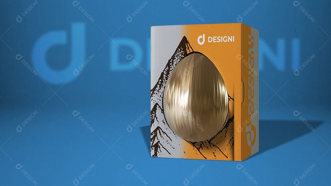 Caixa De Exposição Ovo De Páscoa Dourado PSD Editável