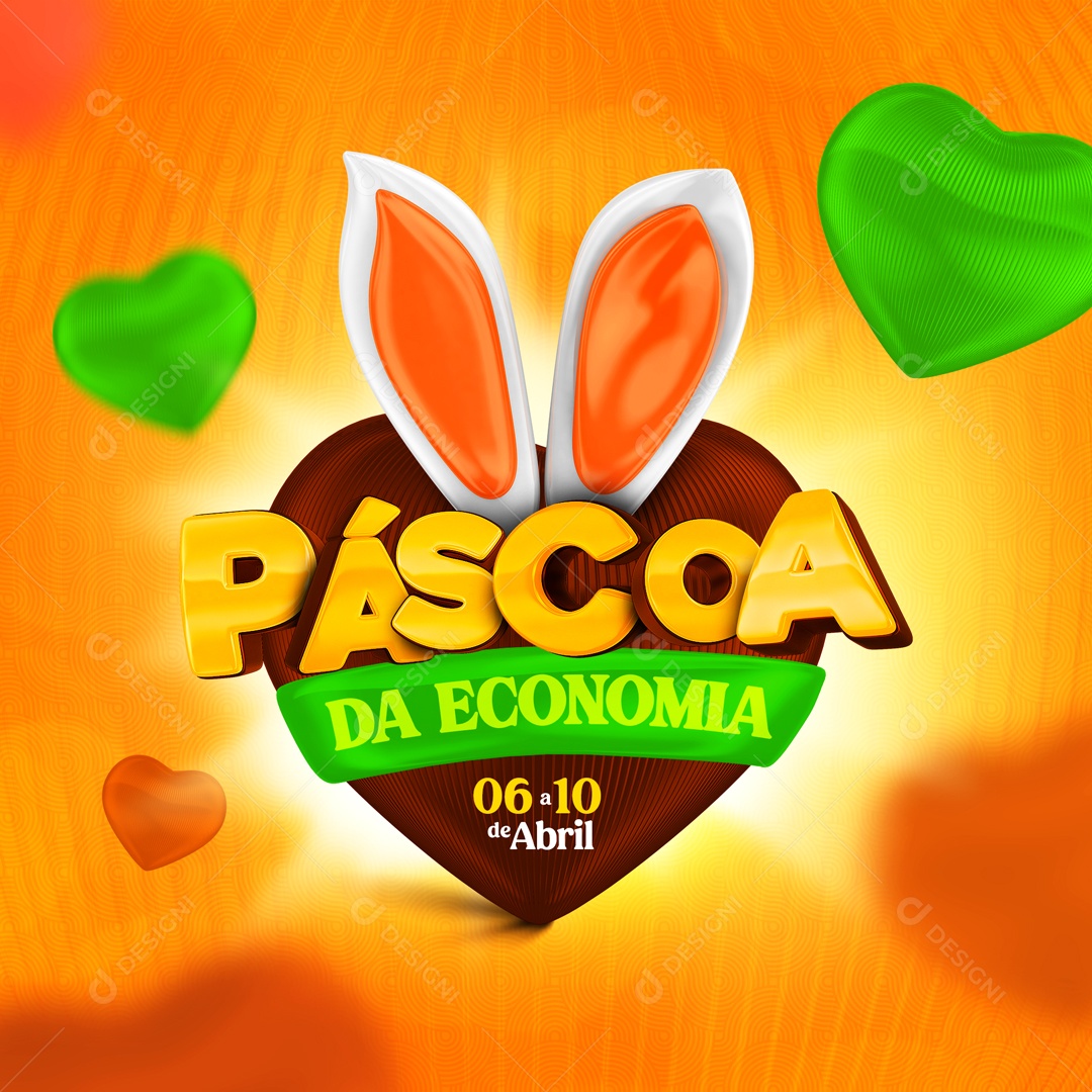 Páscoa Da Economia Selo 3D Para Composição PSD