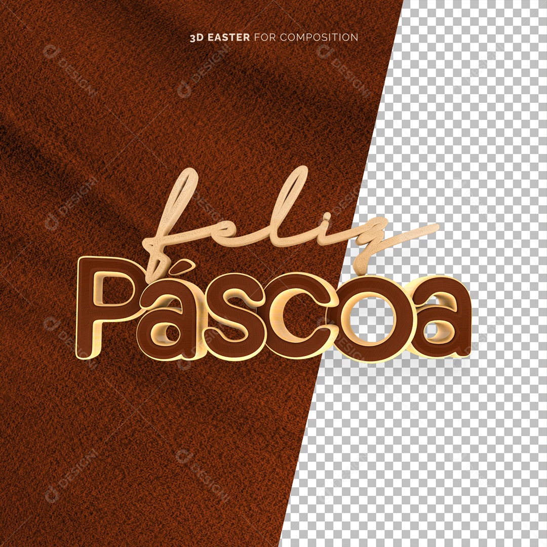 Feliz Páscoa Texto 3D Para Composição PSD