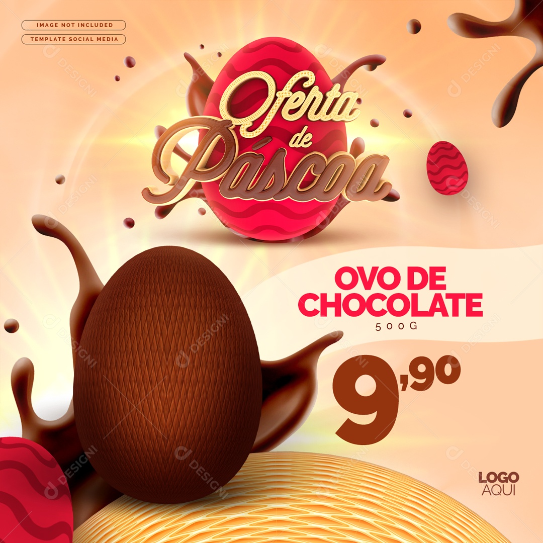 Oferta De Páscoa Ovo De Chocolate 9,90 Social Media PSD Editável