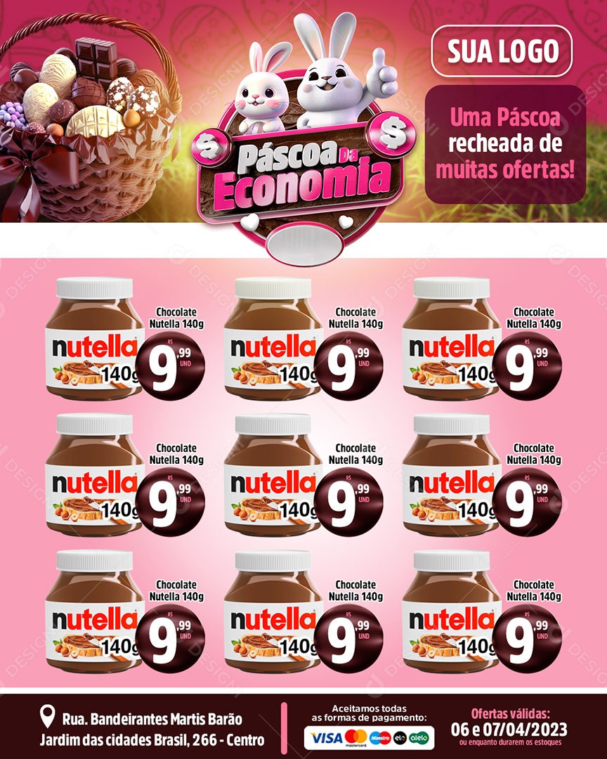 Encarte Páscoa Da Economia Produtos De Supermercado Social Media PSD Editável