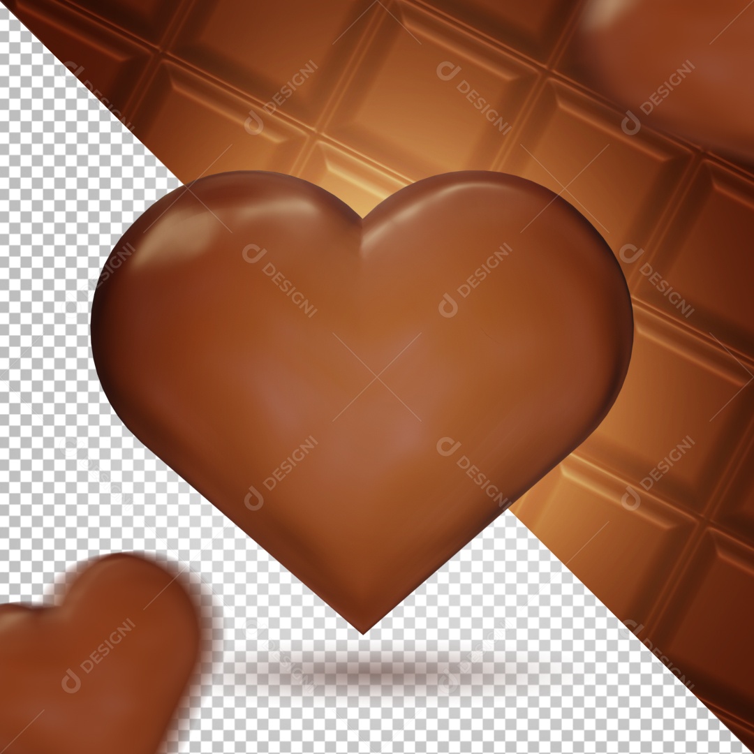 Coração De Chocolate para Páscoa Elemento 3D Para Composição PSD