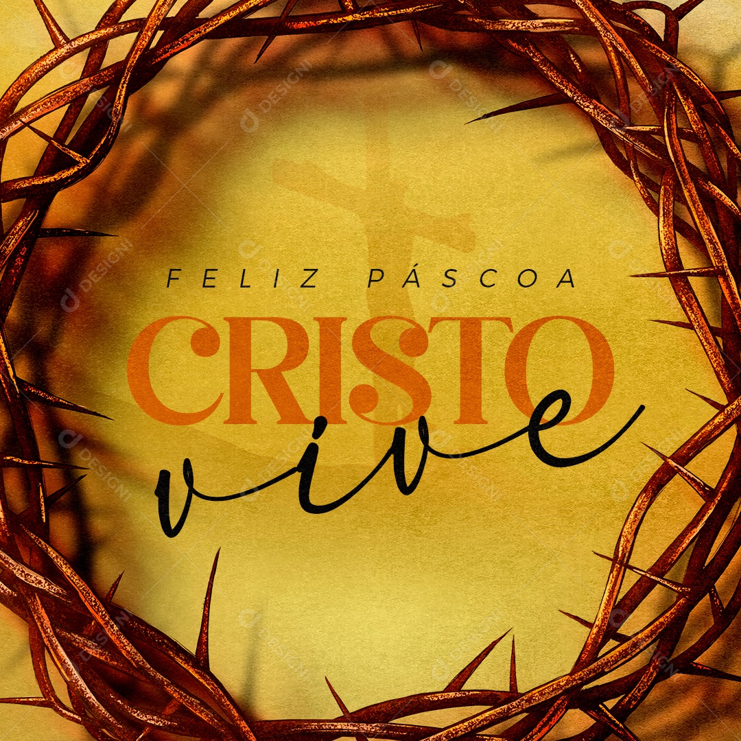 Feliz Páscoa Cristo Vive Social Media PSD Editável