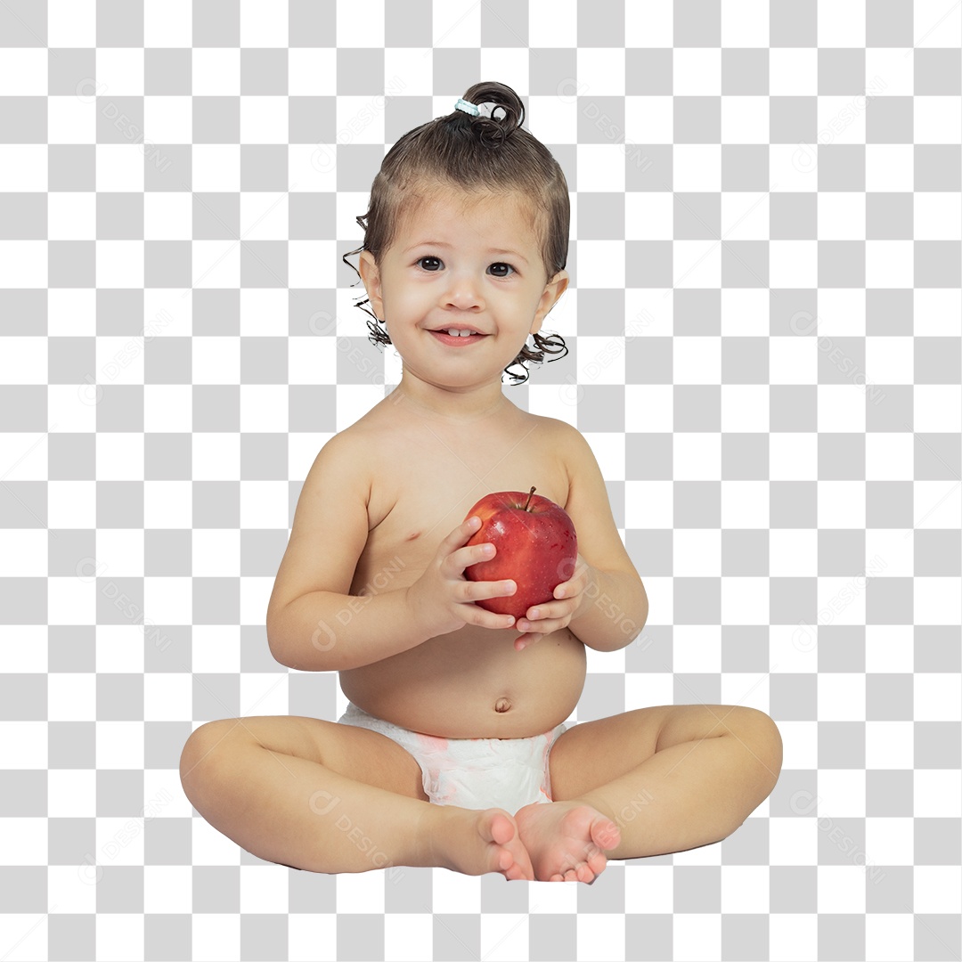 Linda criança comendo fruta maçã
