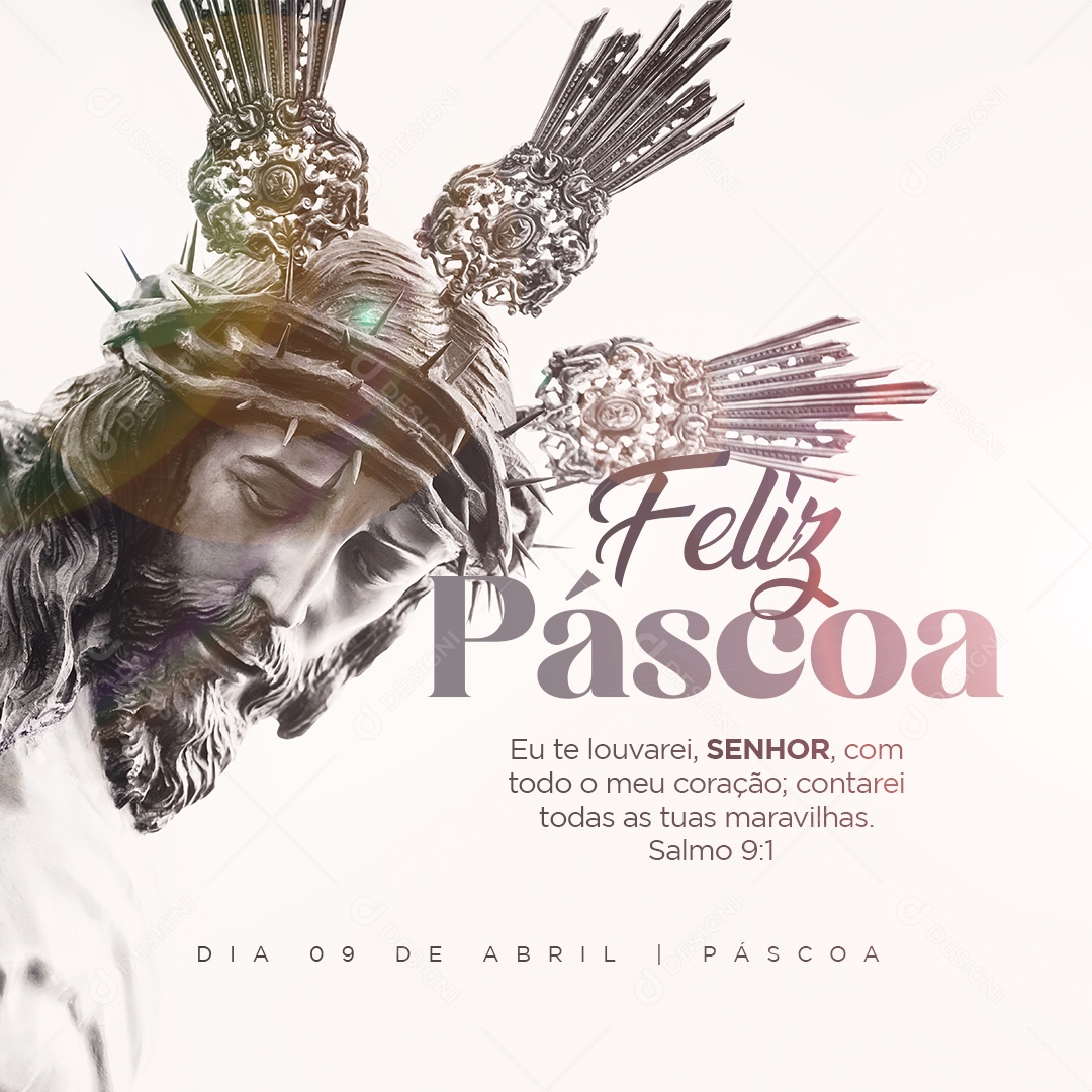 Eu Te Louvarei Senhor Com Todo O Meu Coração Páscoa Social Media PSD Editável