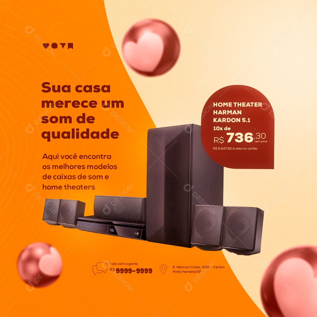 Loja de Electrodomésticos Home Theaters Social Media PSD Editável