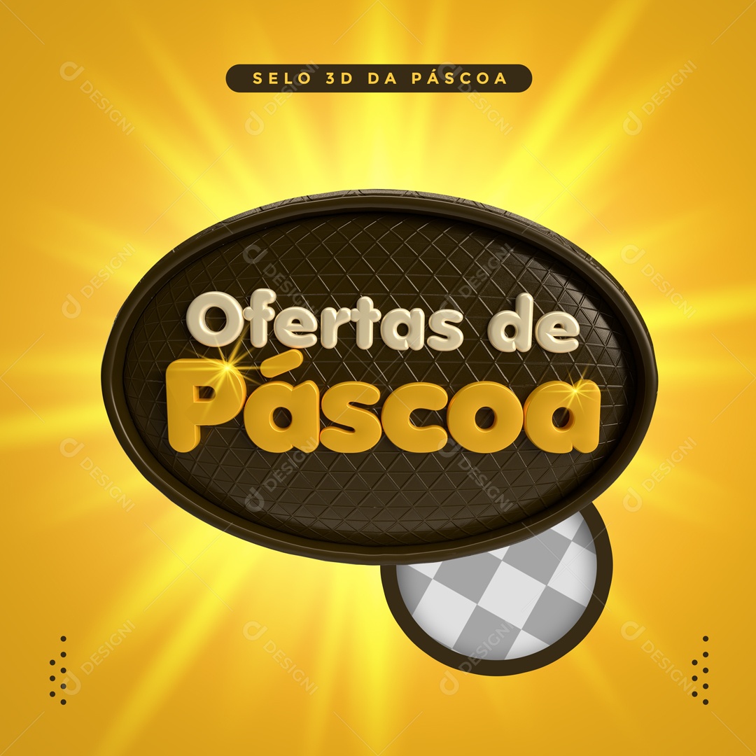Oferta De Páscoa Selo 3D Para Composição PSD
