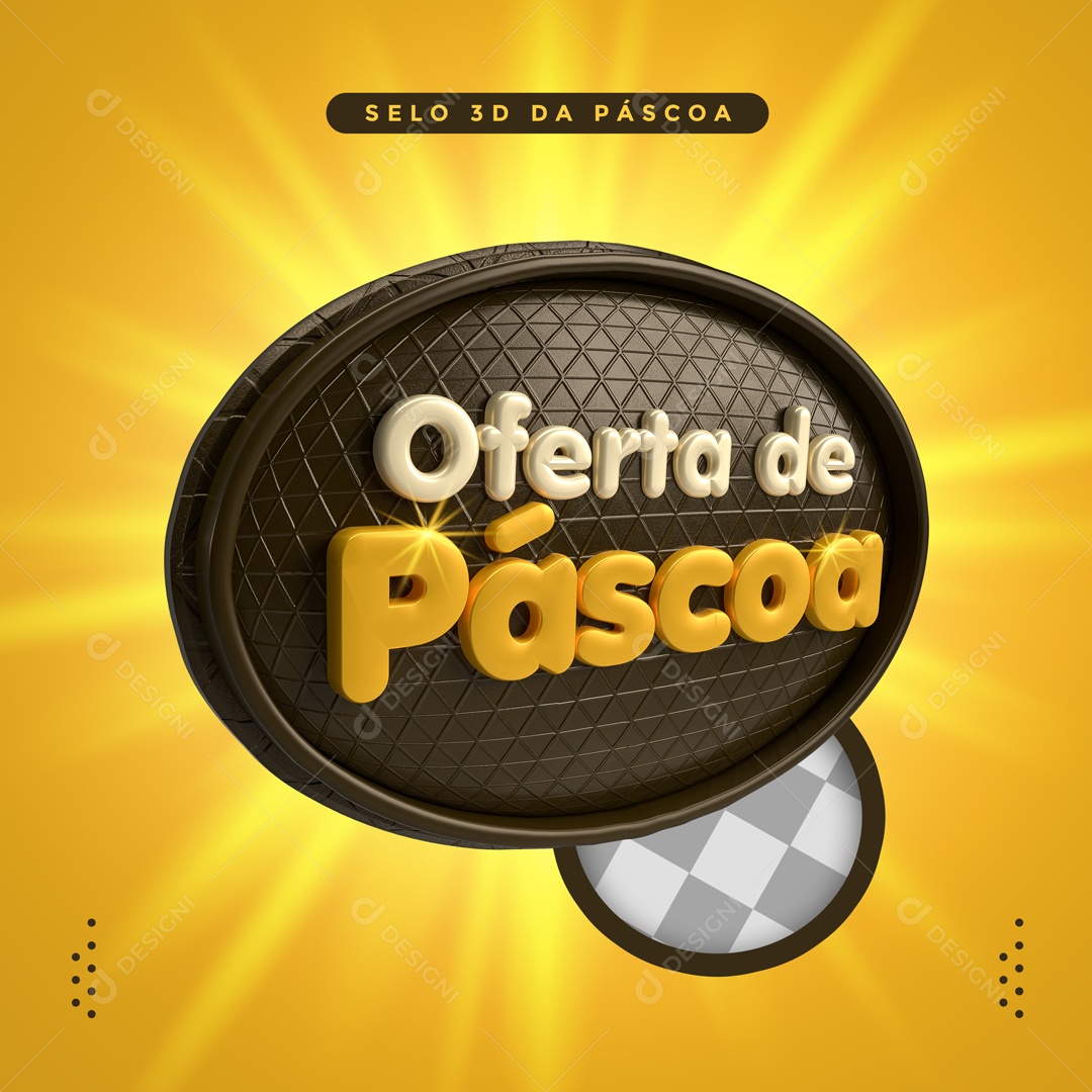 Oferta De Páscoa Selo 3D Para Composição PSD