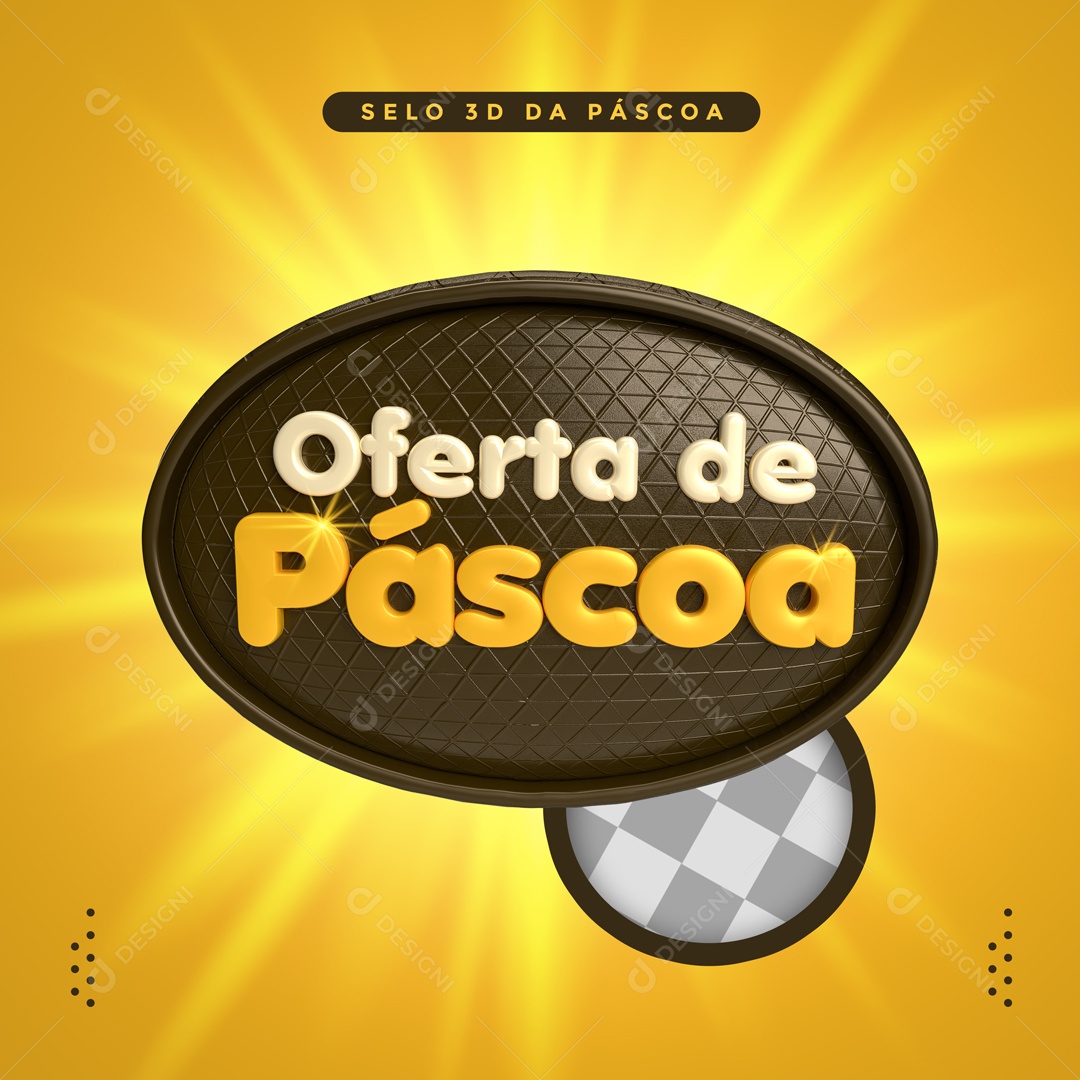 Oferta De Páscoa Selo 3D Para Composição PSD