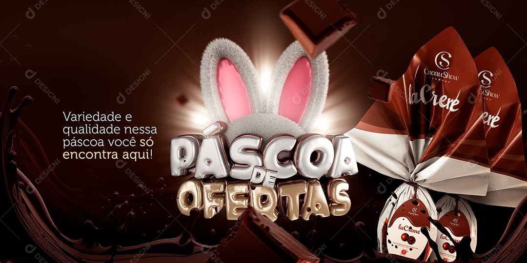 Banner Páscoa De Ofertas Variedade e Qualidade Nessa Páscoa Social Media PSD Editável