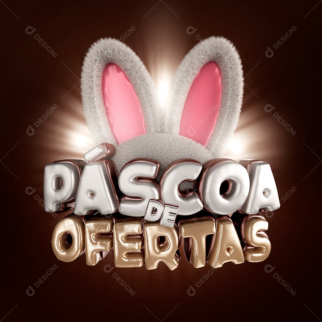 Páscoa De Ofertas Selo 3D Para Composição PSD