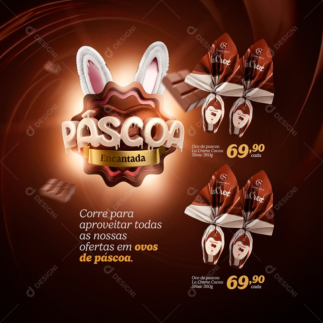 Campanha Páscoa Encantada Corre Para Aproveitar Todas As Nossas Ofertas Social Media PSD Editável