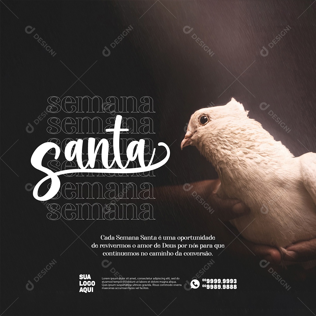 Cada Semana Santa é Uma Oportunidade de Revivermos o Amor. Social Media PSD Editável