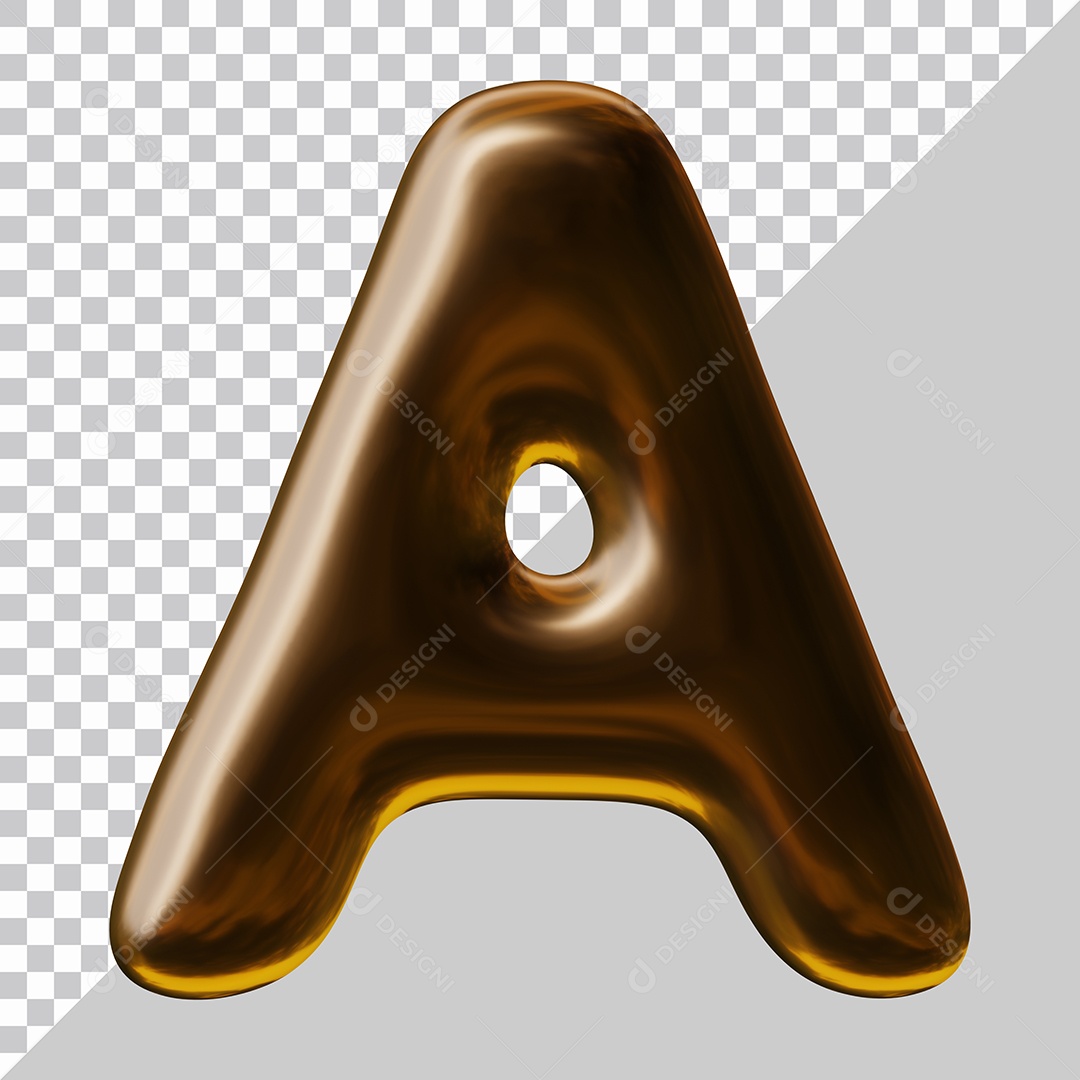 Elemento 3D Para Composição Letra A Marrom PSD