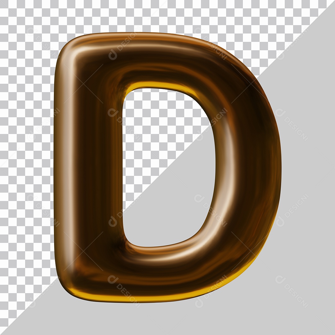 Elemento 3D Para Composição Letra D Marrom PSD