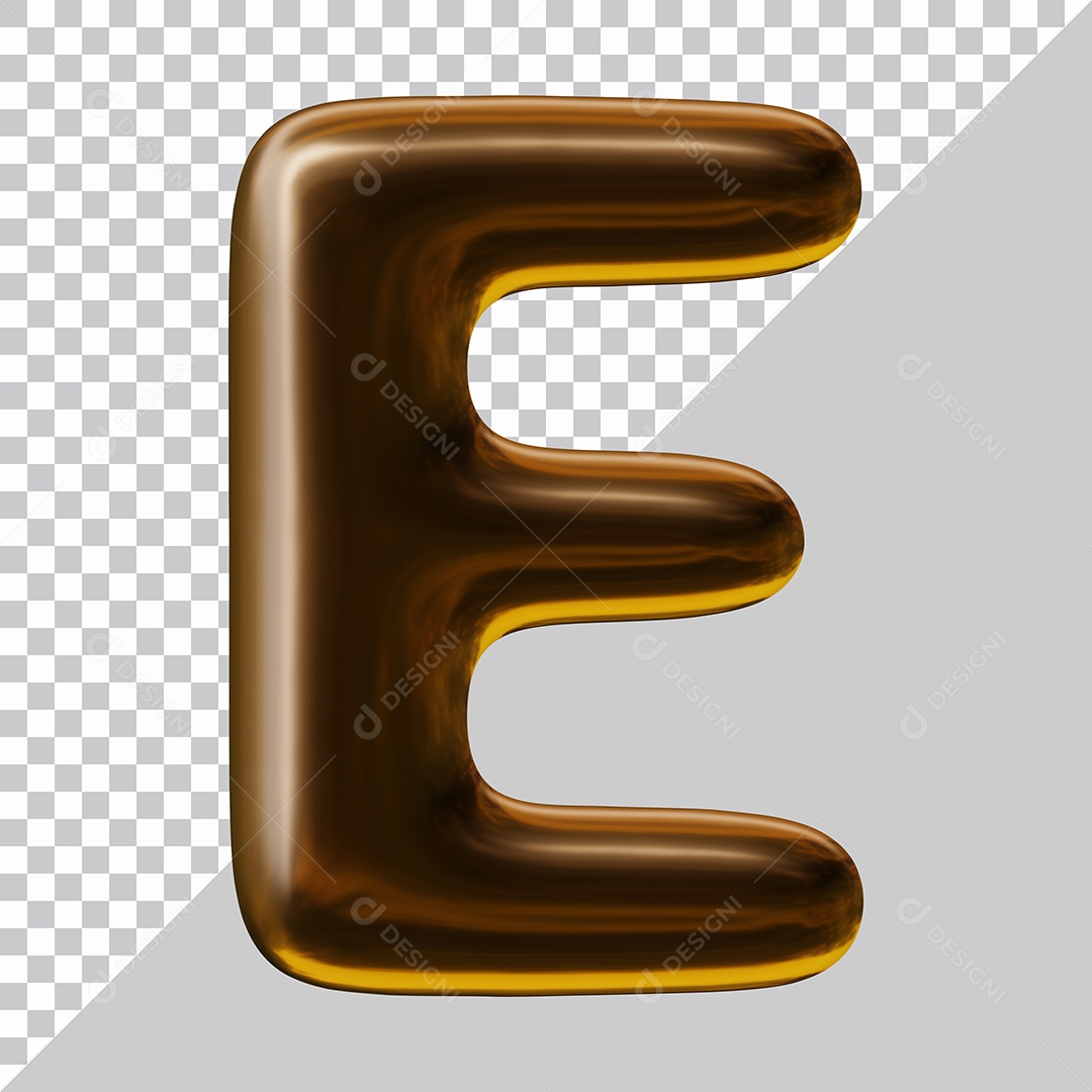 Elemento 3D Para Composição Letra E Marrom PSD