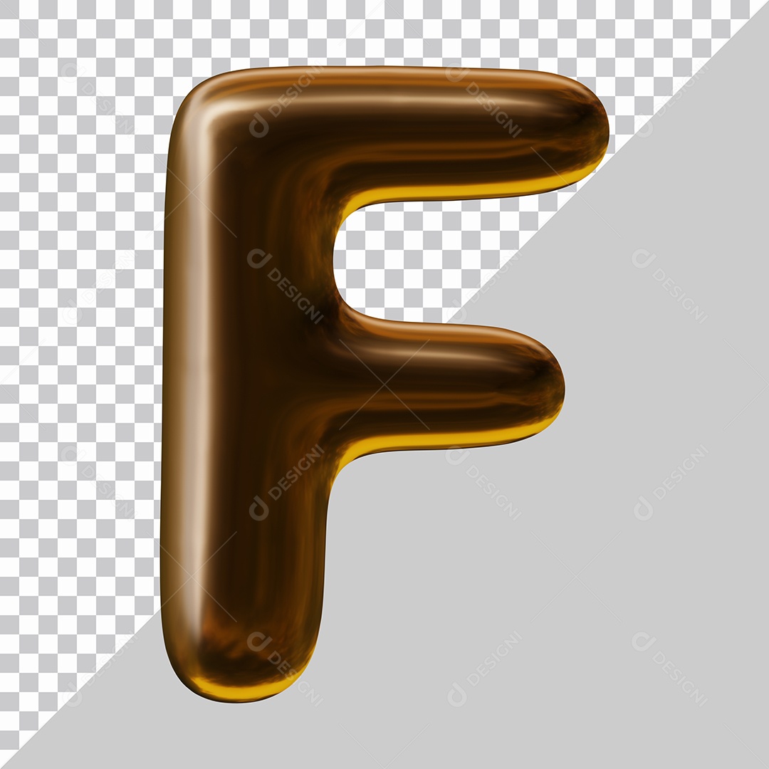 Elemento 3D Para Composição Letra F Marrom PSD