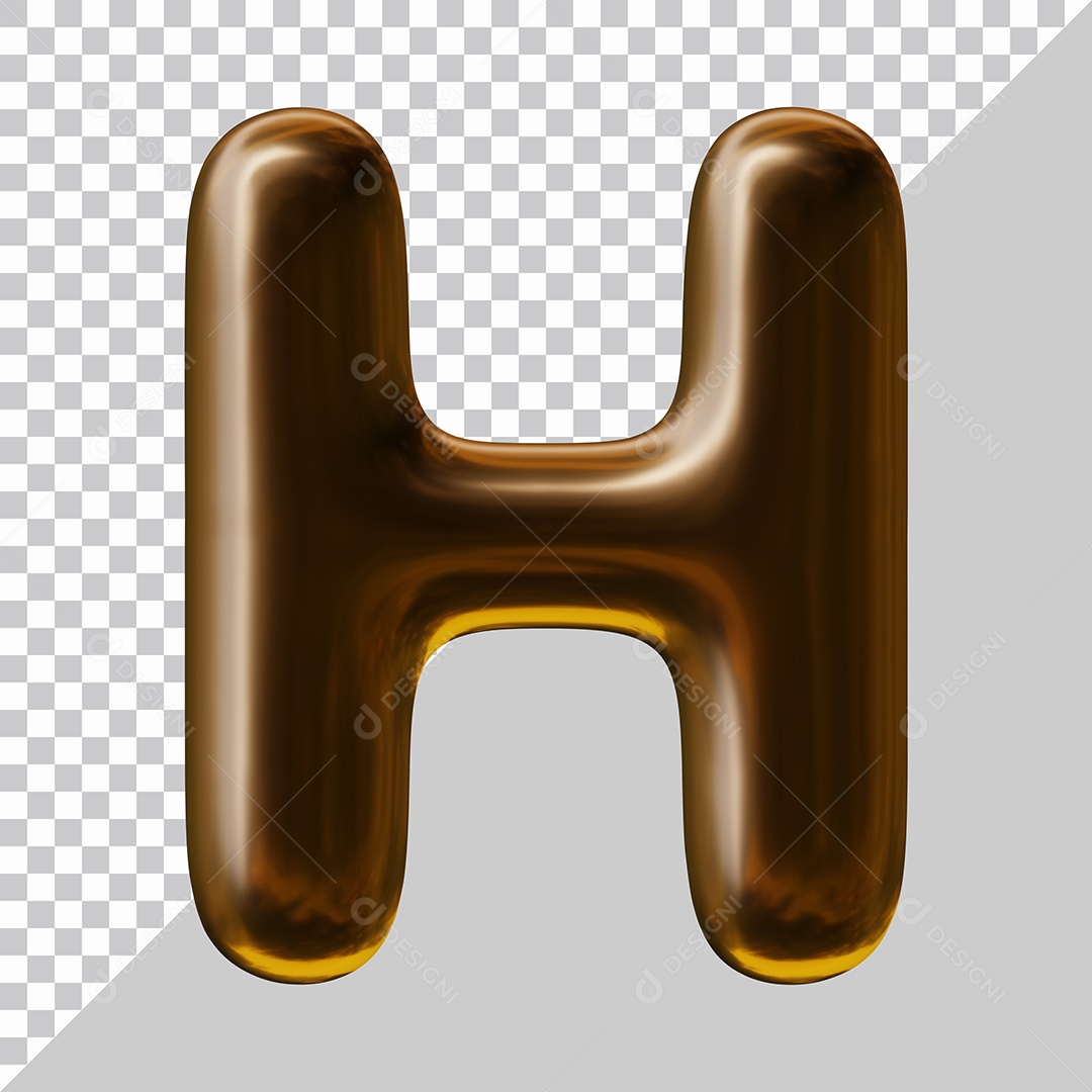 Elemento 3D Para Composição Letra H Marrom PSD