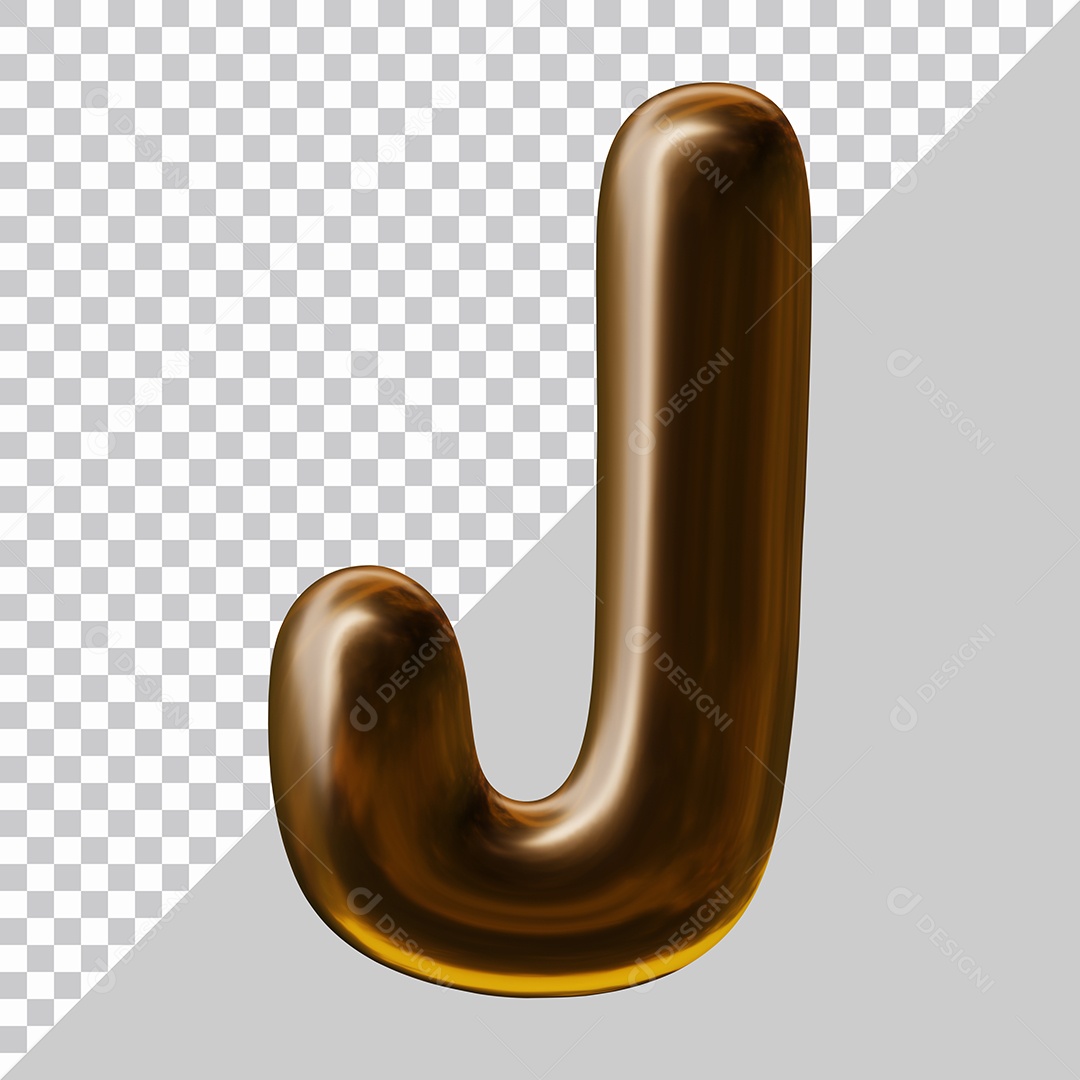 Elemento 3D Para Composição Letra J Marrom PSD
