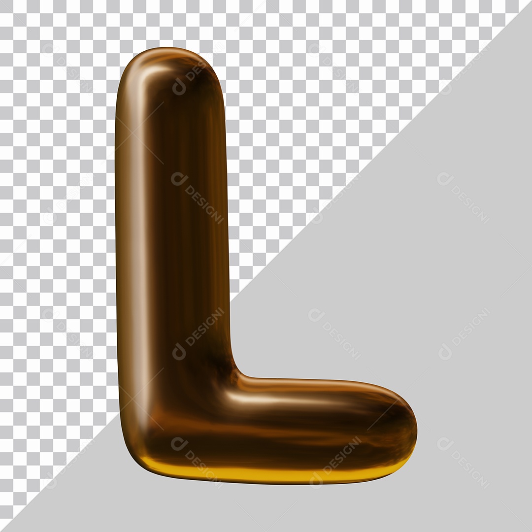 Elemento 3D Para Composição Letra L Marrom PSD