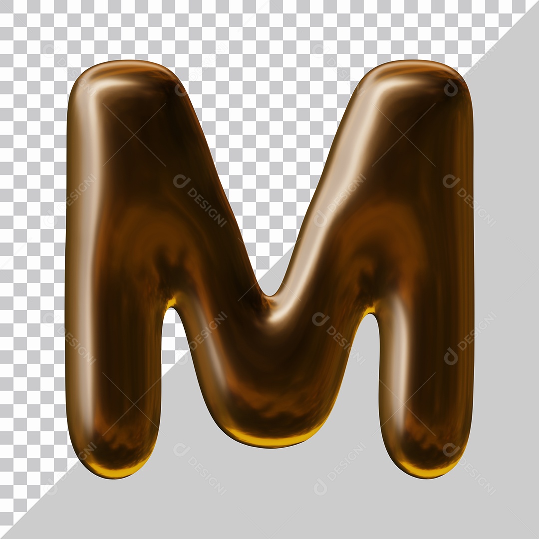 Elemento 3D Para Composição Letra M Marrom PSD