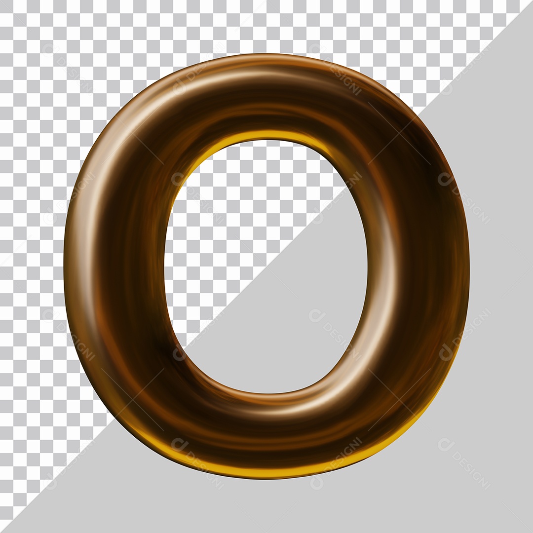 Elemento 3D Para Composição Letra O Marrom PSD