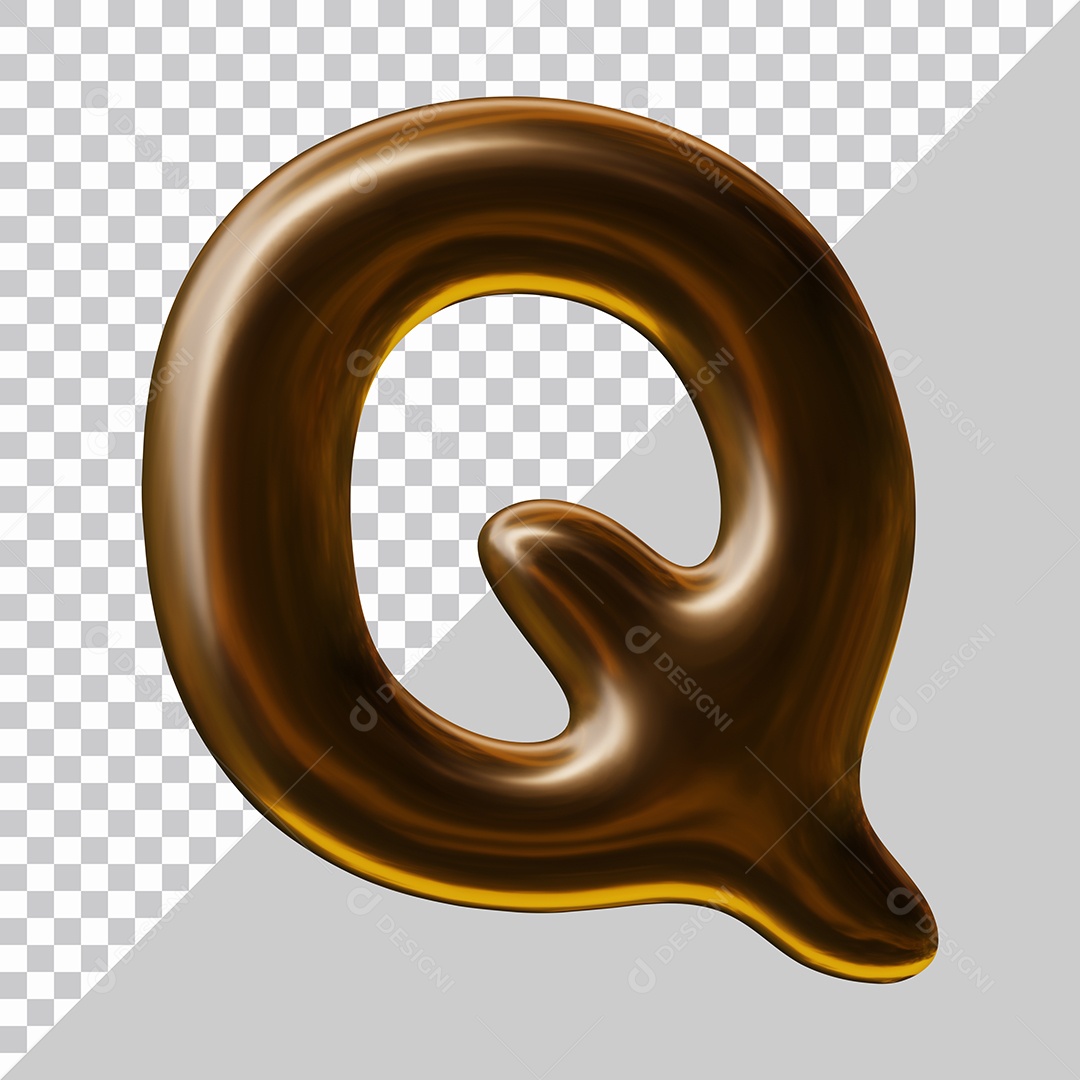 Elemento 3D Para Composição Letra Q Marrom PSD