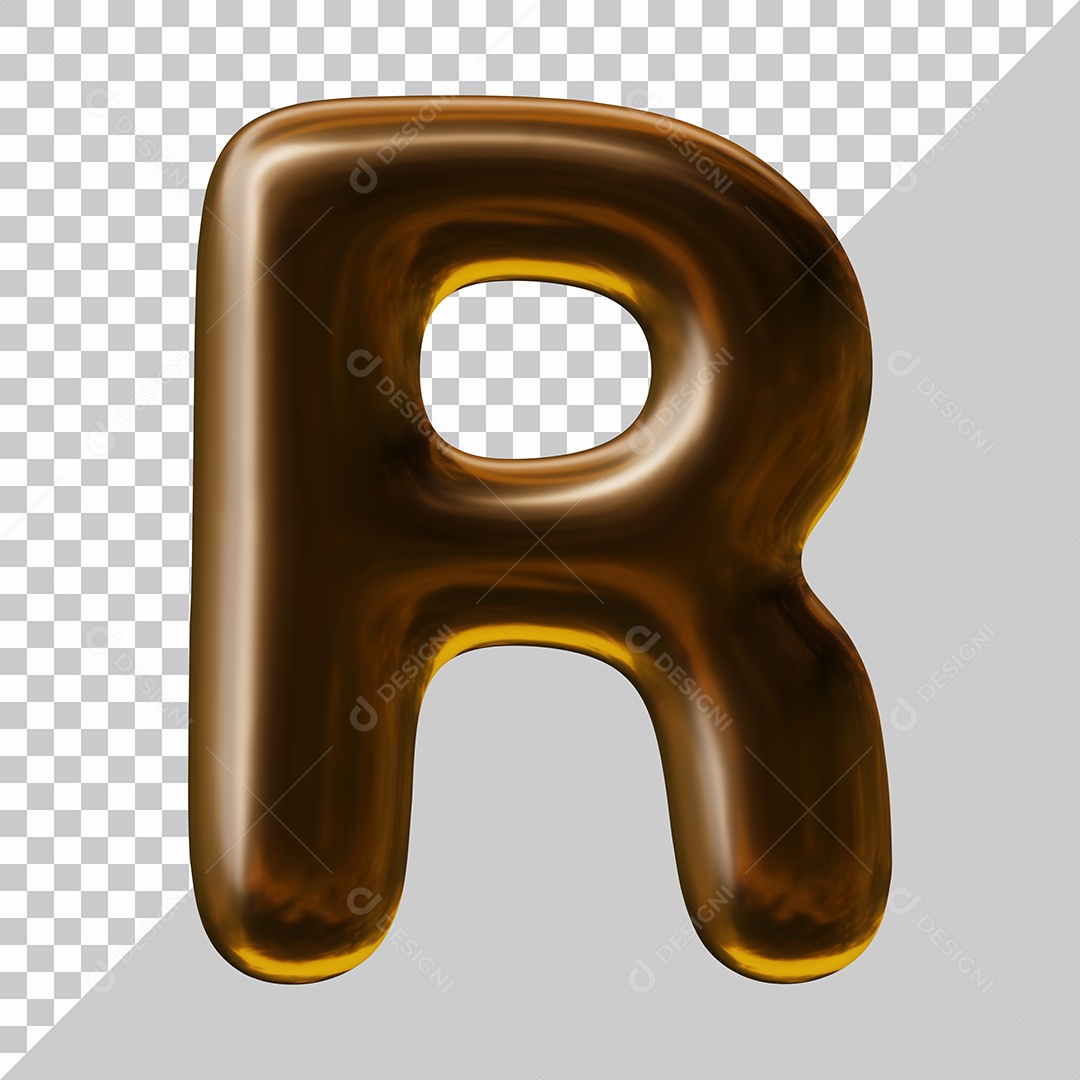 Elemento 3D Para Composição Letra R Marrom PSD