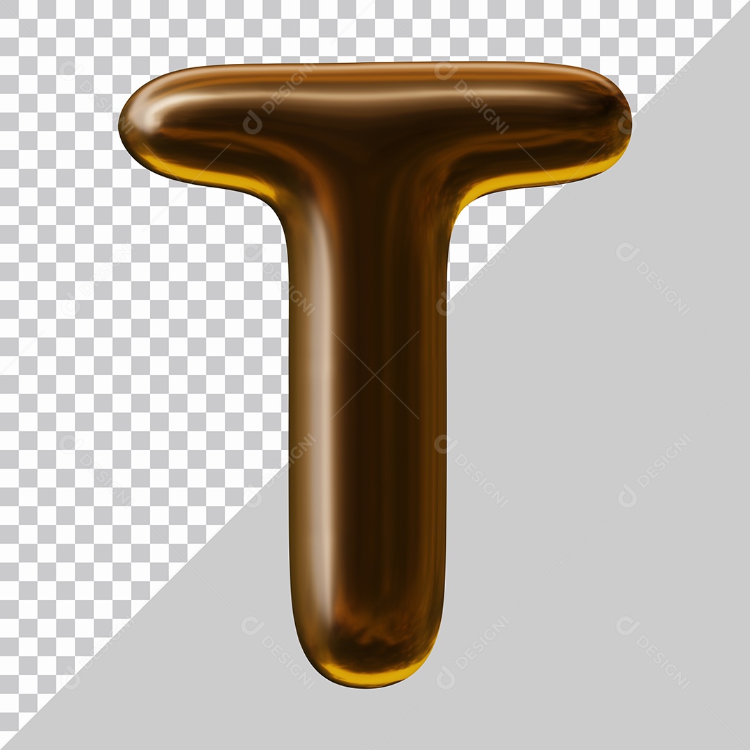 Elemento 3D Para Composição Letra T Marrom PSD