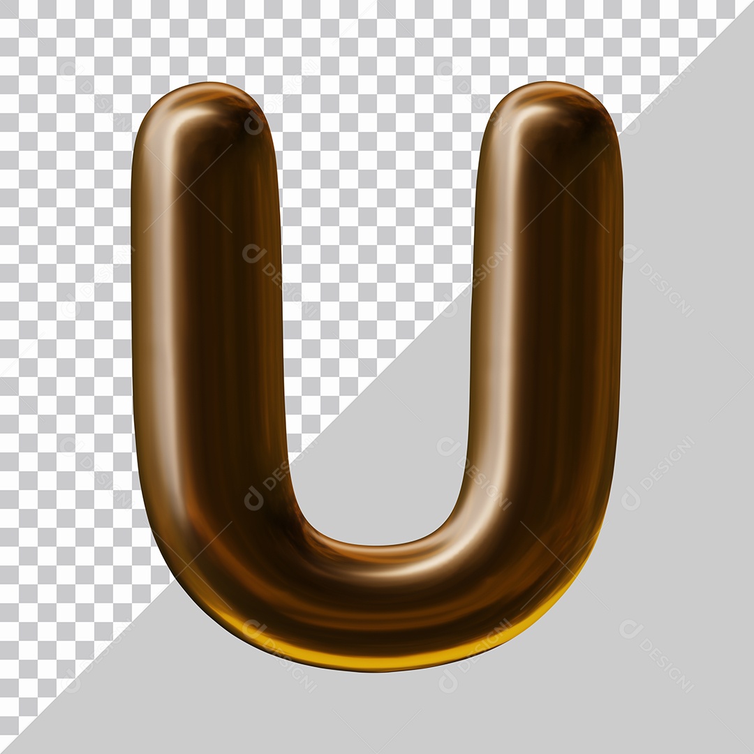 Elemento 3D Para Composição Letra U Marrom PSD