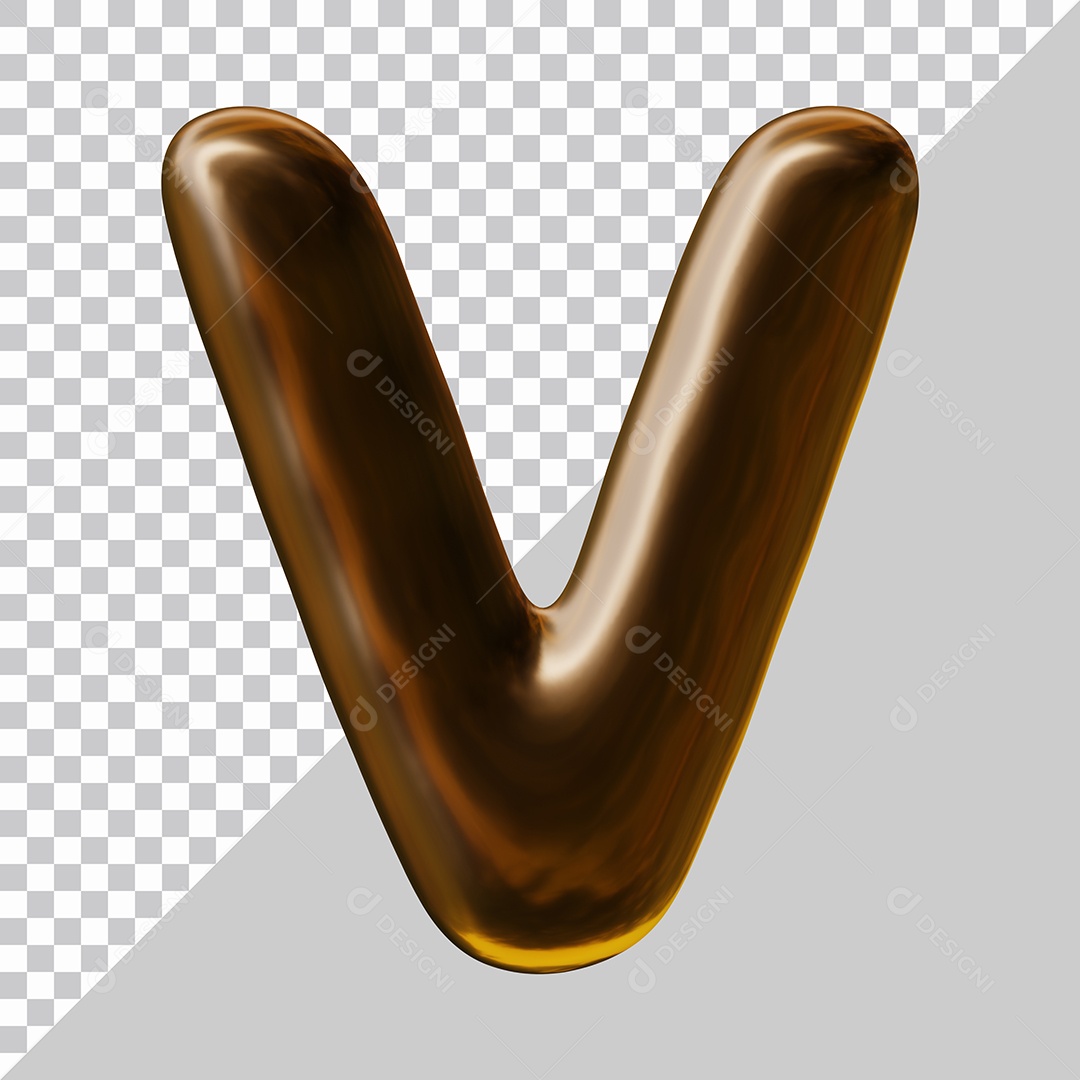Elemento 3D Para Composição Letra V Marrom PSD