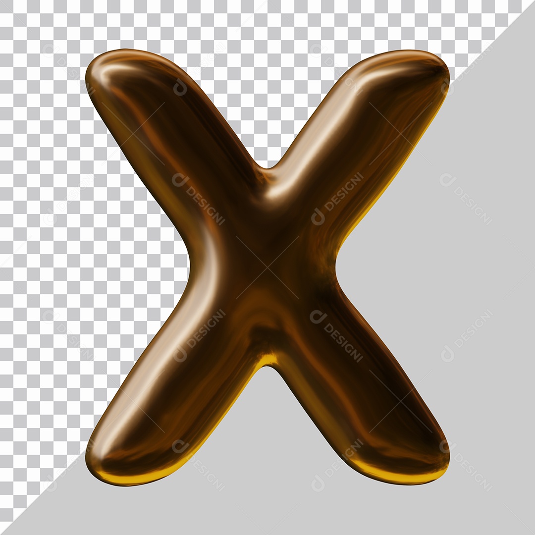 Elemento 3D Para Composição Letra X Marrom PSD