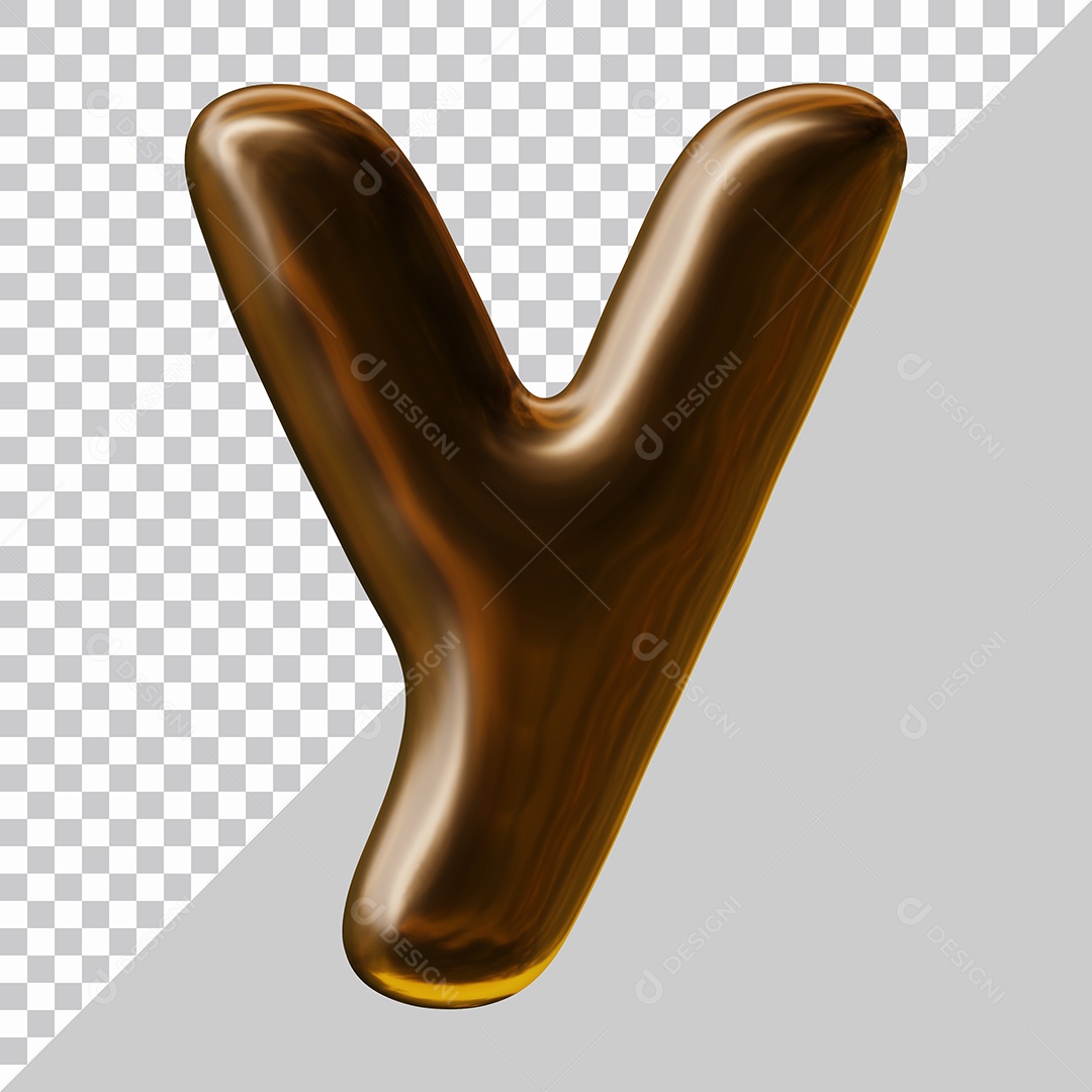 3D Element For Composition Letter Y Brown PSD