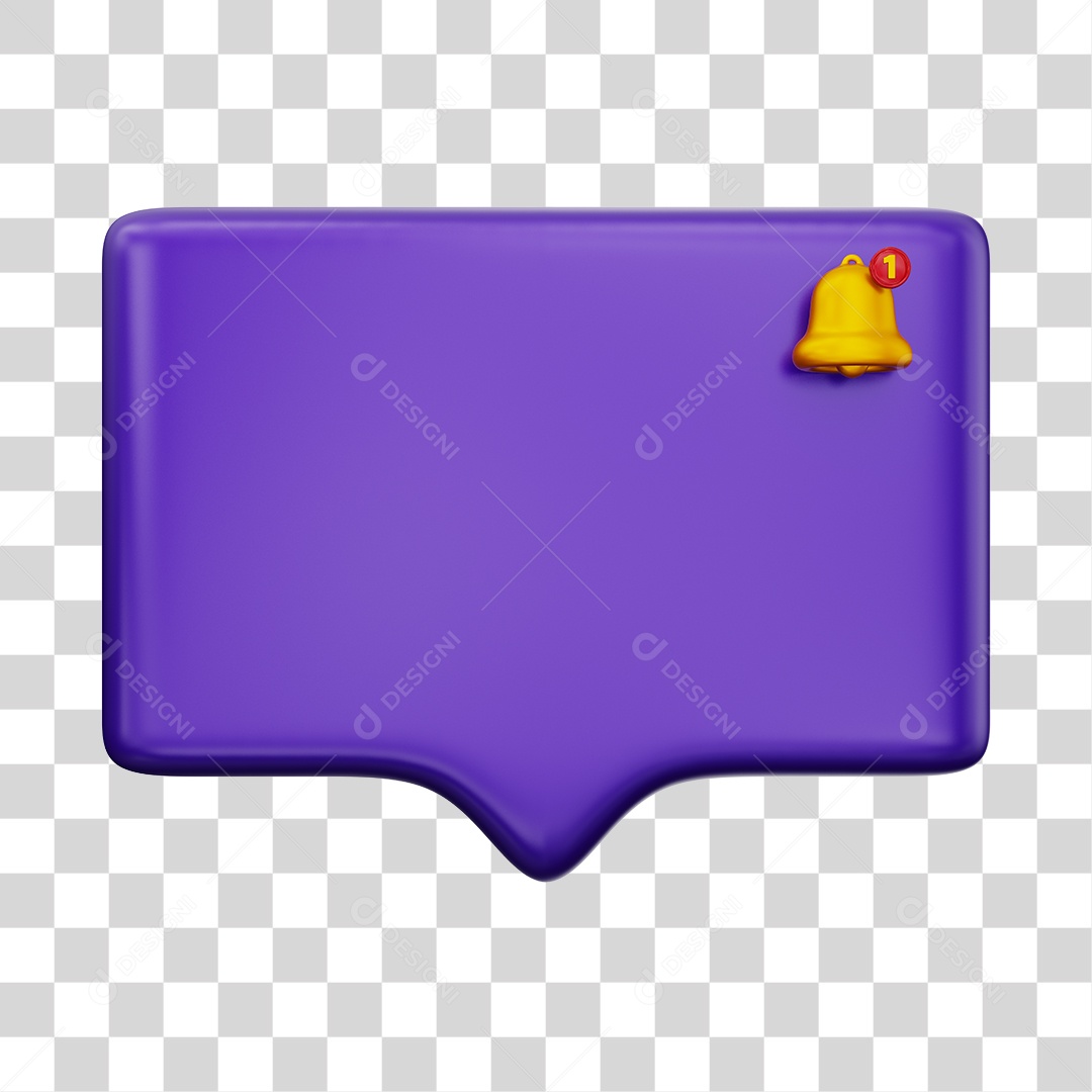 Caixa de Notificação Com Sino Elemento 3D Roxo PNG Transparente