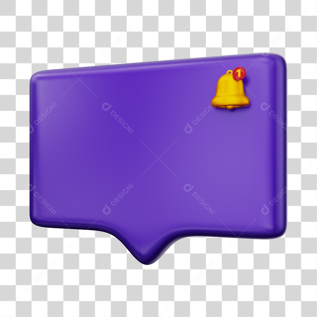 Caixa de Notificação Com Sino Elemento 3D Roxo PNG Transparente