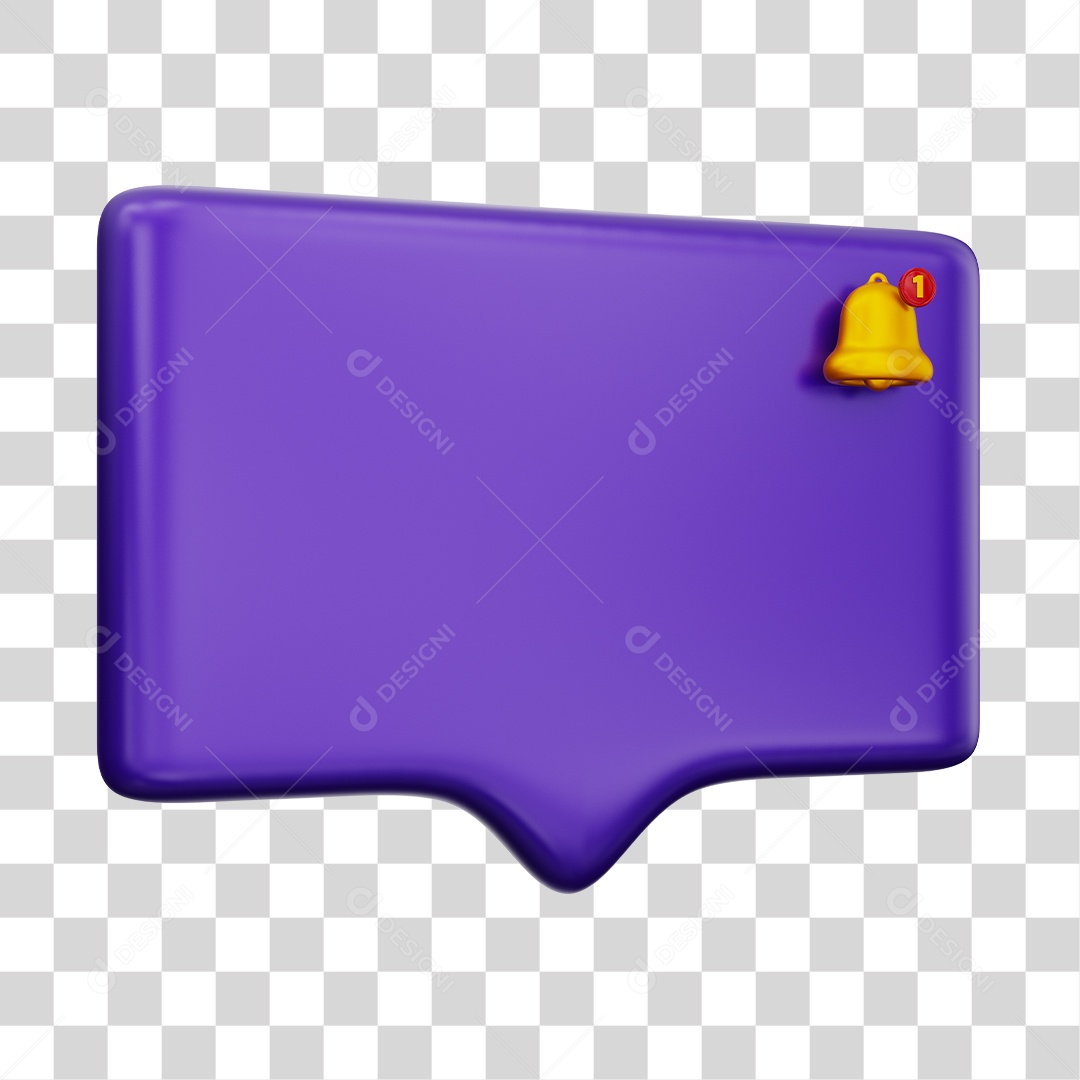 Caixa de Notificação Com Sino Elemento 3D Roxo PNG Transparente