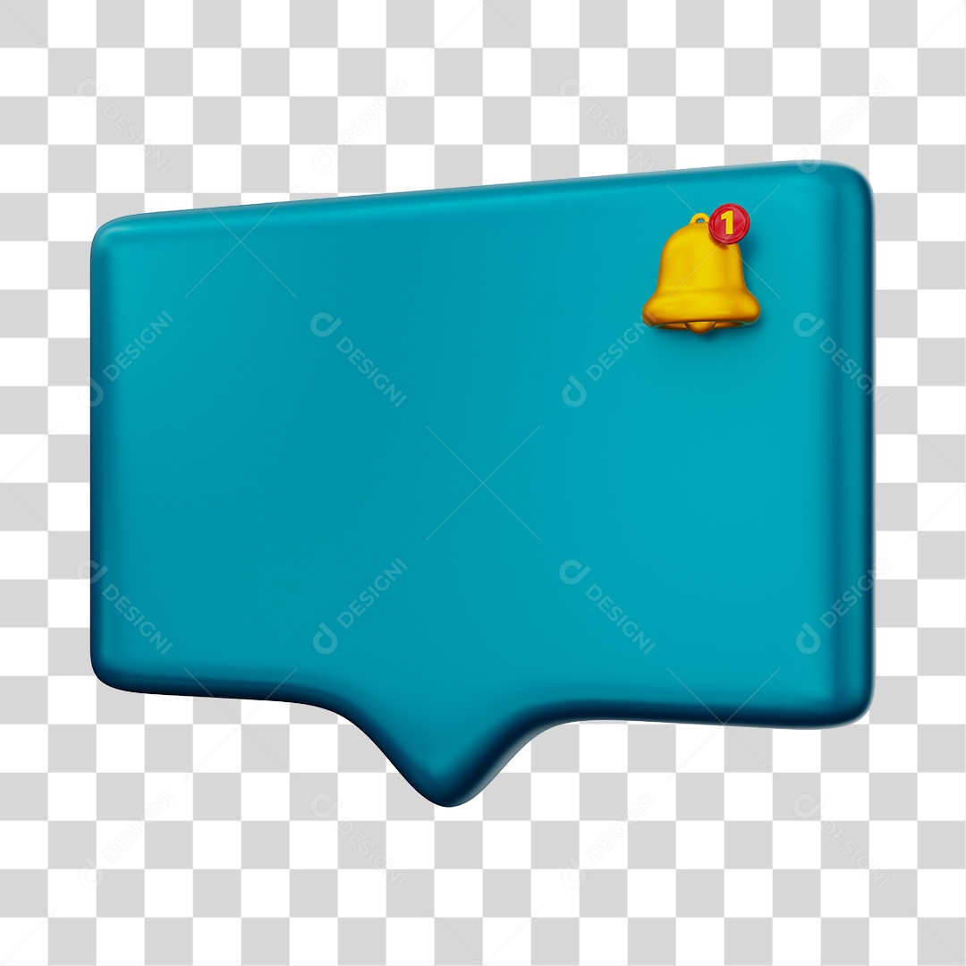 Caixa de Notificação Com Sino Elemento 3D Azul PNG Transparente