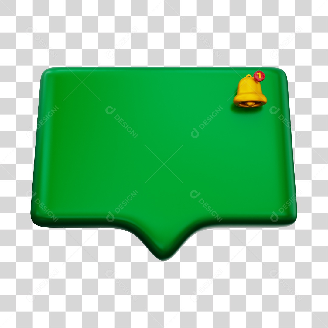 Caixa de Notificação Com Sino Elemento 3D Verde PNG Transparente