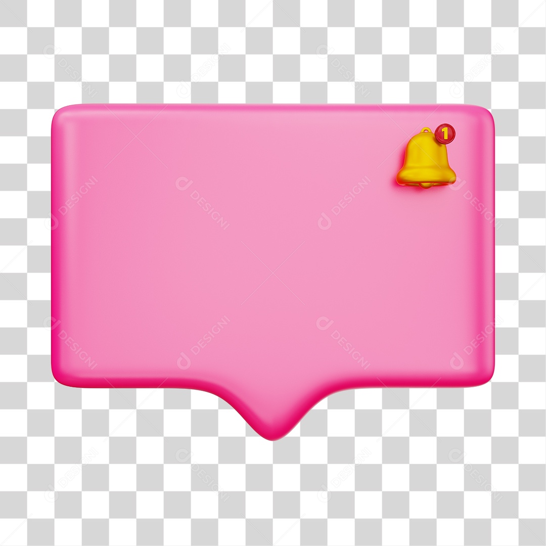 Caixa de Notificação Com Sino Elemento 3D Rosa PNG Transparente