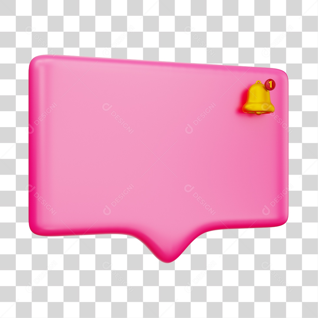 Caixa de Notificação Com Sino Elemento 3D Rosa PNG Transparente