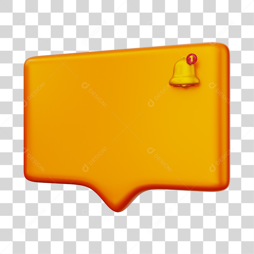 Caixa de Notificação Com Sino Elemento 3D Laranjado PNG Transparente
