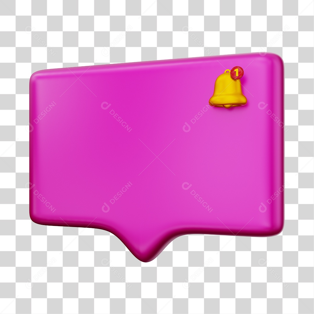 Caixa de Notificação Com Sino Elemento 3D Rosa PNG Transparente