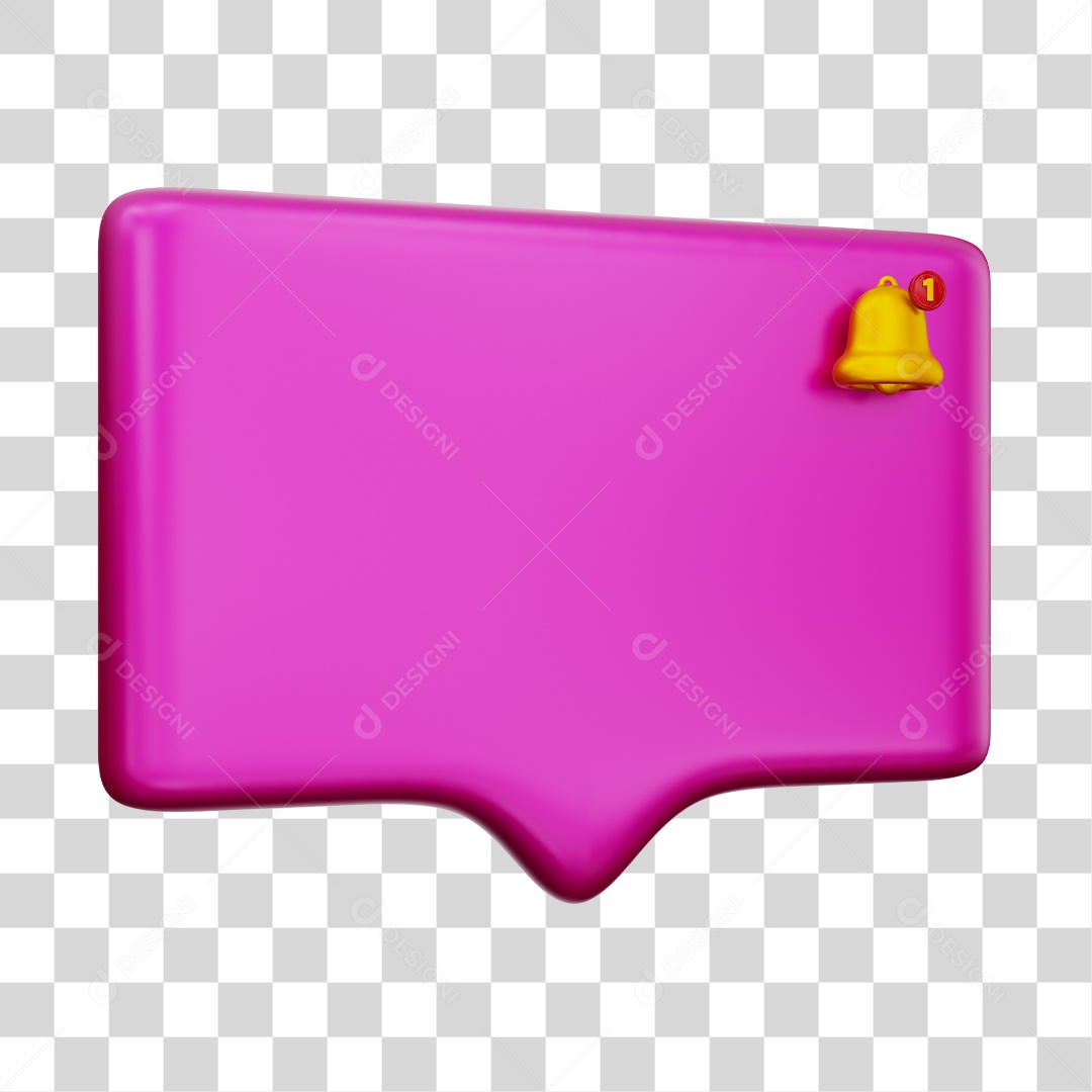 Caixa de Notificação Com Sino Elemento 3D Rosa PNG Transparente